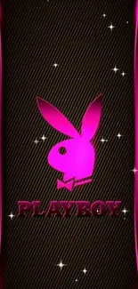 Vibrant pink bunny wallpaper on dark background.