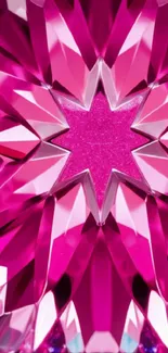 Vibrant pink crystal wallpaper with geometric star pattern.