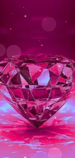 Sparkling pink diamond with vibrant magenta hues on a mobile phone wallpaper.