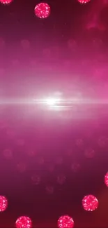 Vibrant pink wallpaper with radiant diamonds and glowing effects.