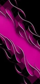 Vibrant pink flame wallpaper with dynamic design and edgy patterns.