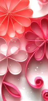 Intricate pink paper flower wallpaper design for mobile screen.