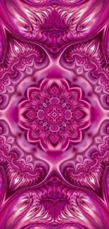 Intricate pink mandala floral pattern wallpaper.