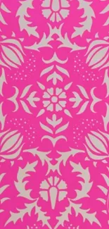 Vibrant pink floral mobile wallpaper with intricate pattern.