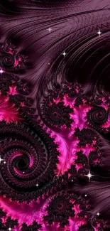 Fractal wallpaper with vibrant pink swirls and intricate patterns.