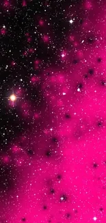 Vibrant pink galaxy wallpaper featuring stars and cosmic beauty.