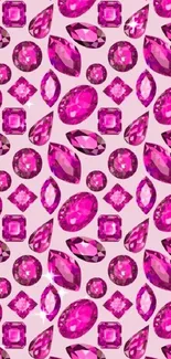 Vibrant pink gemstone mobile wallpaper with diamonds and rubies.