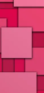 Vibrant layered pink geometric squares wallpaper.