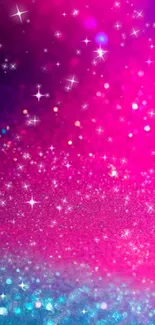 Vibrant pink glitter wallpaper with sparkling stars