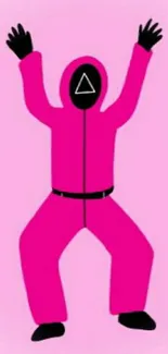 Minimalist pink guard character illustration on mobile wallpaper.