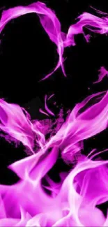 Vibrant pink flames forming a heart shape on a black background.