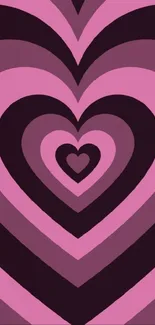 Concentric pink heart pattern mobile wallpaper.