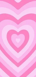 Vibrant layered pink heart pattern wallpaper.