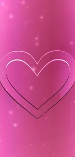 Radiant pink heart design on a luminous pink background wallpaper.