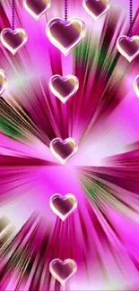 Vibrant pink heart design with radiant colors.