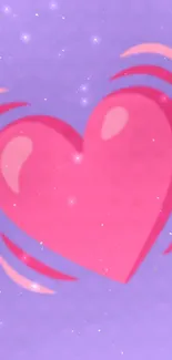 Vibrant pink heart on a purple background wallpaper