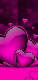 Vibrant pink hearts wallpaper with magenta tones.