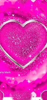 Sparkly pink heart wallpaper with glitter design.