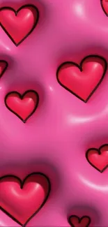 Vibrant pink heart design mobile wallpaper.