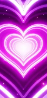 Vibrant neon pink heart wallpaper glowing beautifully.