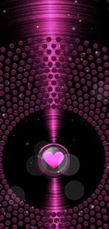 Futuristic pink heart wallpaper with glowing accents.