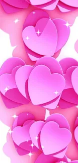 Pink heart-themed mobile phone wallpaper.