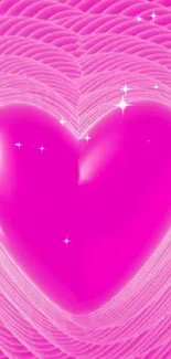 Vibrant pink heart wallpaper with glossy 3D texture.