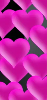 Vibrant pink hearts wallpaper for mobile with elegant design.