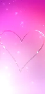 Vibrant pink heart wallpaper with gradient background.