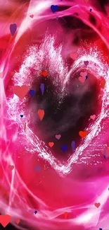 Vibrant pink heart with swirling pattern design.