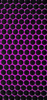 Vibrant pink and black hexagonal pattern wallpaper.