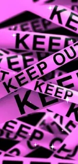 Bold pink 'Keep Out' text wallpaper with a modern design.