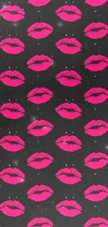 Vibrant pink lips on black background wallpaper.