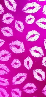 Vibrant pink lips pattern on a bold wallpaper.