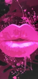 Vibrant pink lips on an abstract background