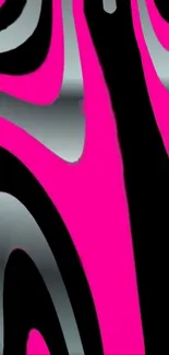 Pink and black abstract wallpaper with flowing shapes