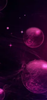 Vibrant pink spheres with neon glow on dark background.