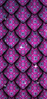 Intricate vibrantly colored pink geometric pattern mobile wallpaper.