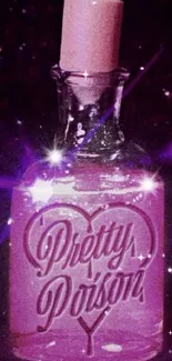 Magical pink potion bottle wallpaper with glowing stars.