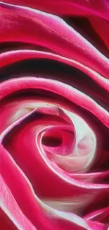 Close-up swirl of vibrant pink rose petals.