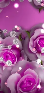 Pink rose wallpaper with pearls.