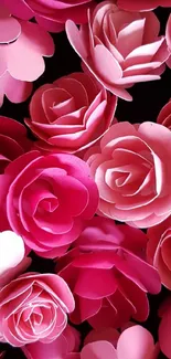 Vibrant paper roses in shades of pink.