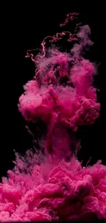 Vibrant pink smoke art against a dark background, perfect for mobile wallpaper.