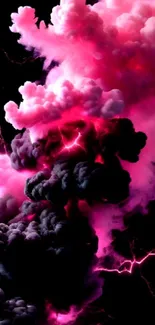 Vibrant pink and black smoke with electric energy