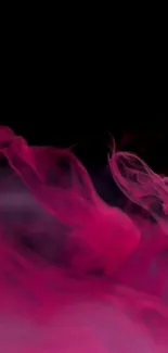 Vibrant pink smoke on a black background, perfect mobile wallpaper.