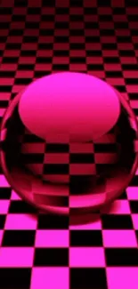 Vibrant hot pink sphere on a checkered background.