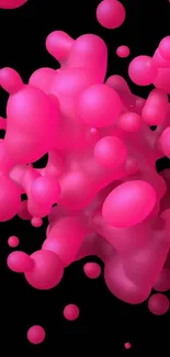 Bright pink 3D spheres on a dark background, creating a vibrant wallpaper.