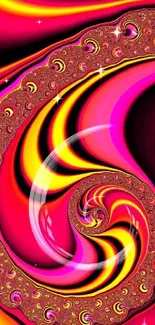 Abstract vibrant pink spiral mobile wallpaper with colorful swirls.