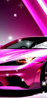 Vibrant pink sports car with sleek design.