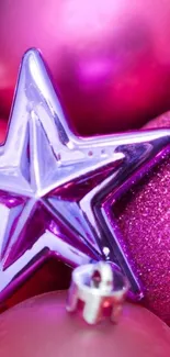 Glossy pink star ornament wallpaper.